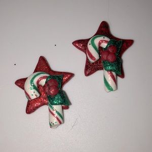 🔴 Cane Star Earrings 🎄